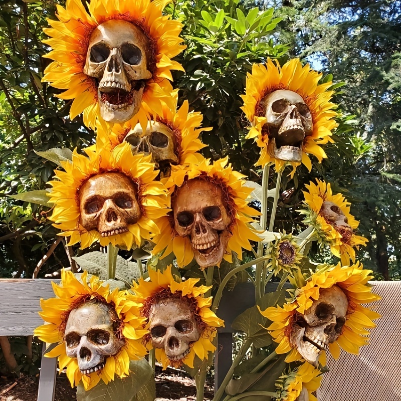 Halloween Sunflower Skull Head Garden Decoration Sunflower - Temu