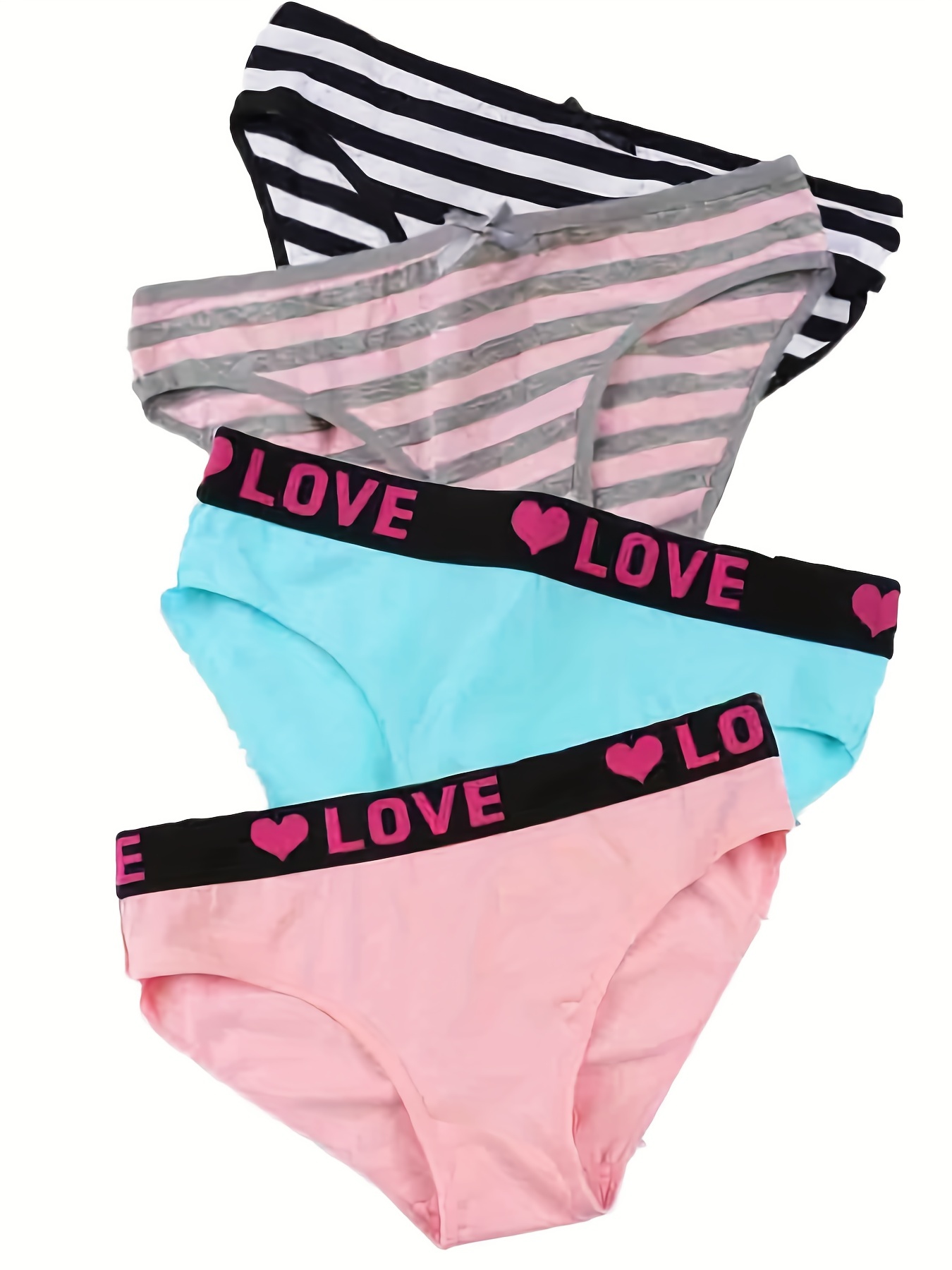 Letter Striped Print Panties Soft Comfy Stretchy Intimates - Temu