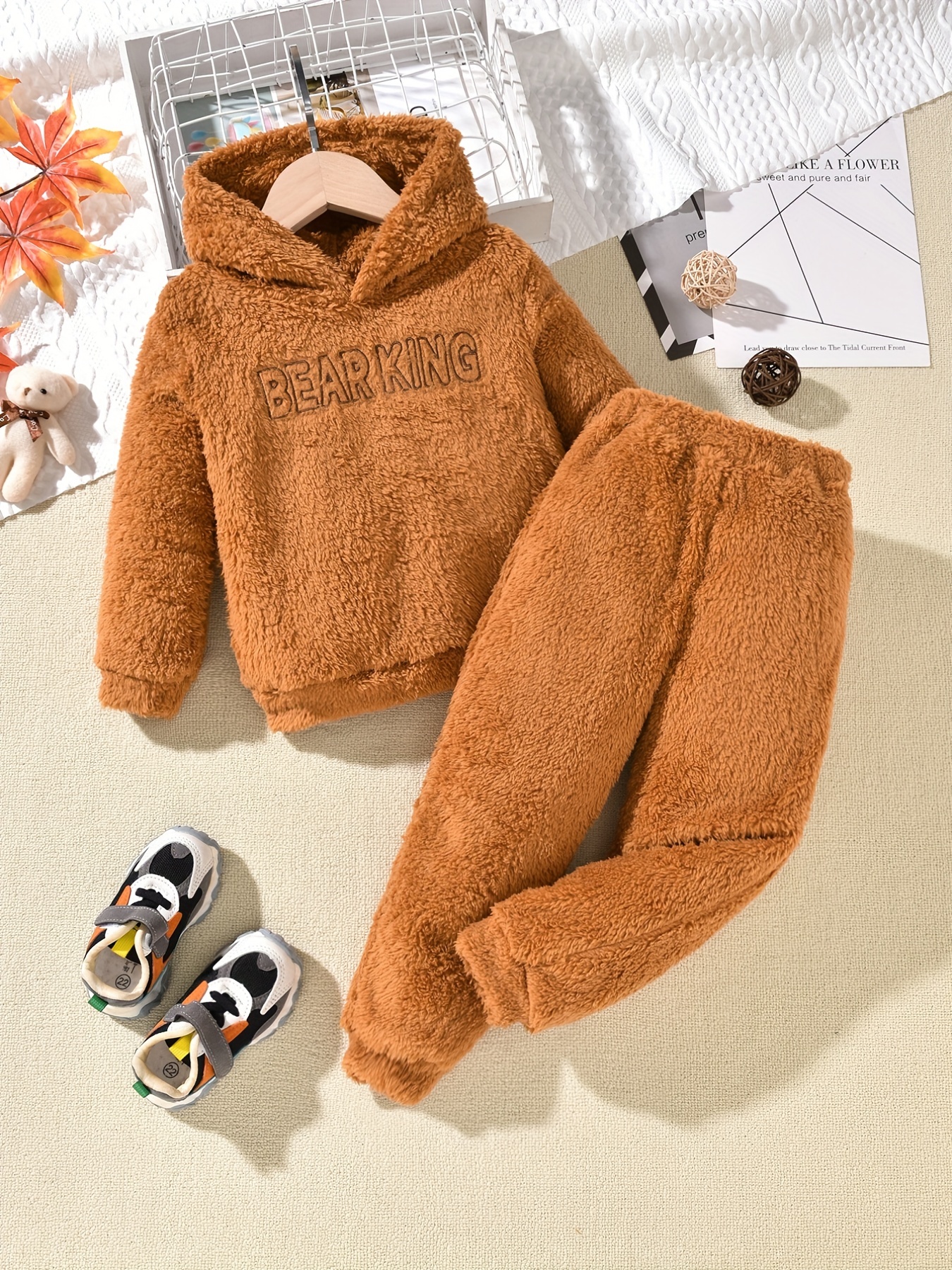 Bear Print Men's Fluffy Fuzzy Fleece Outfits Casual Hoodies - Temu