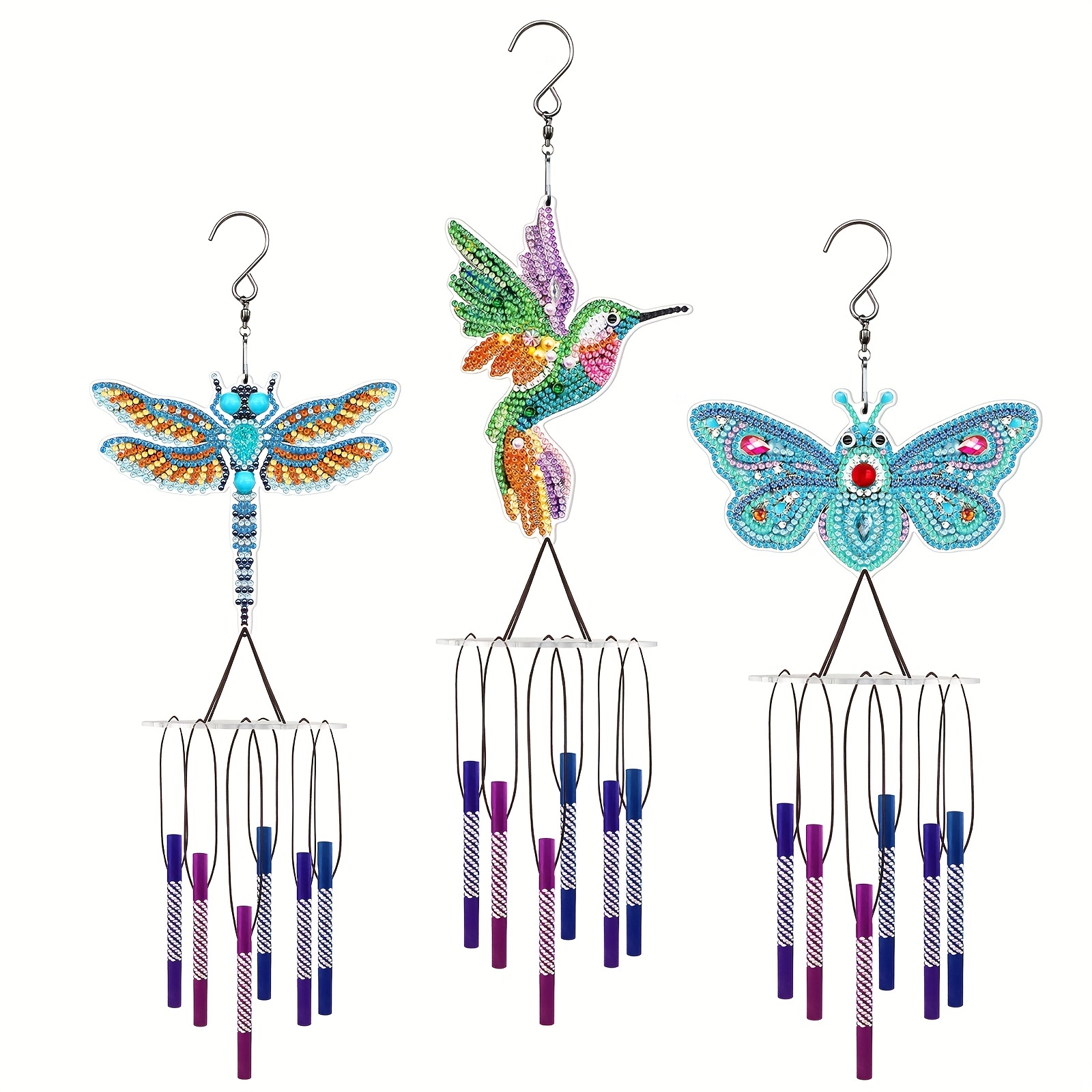 5d Diy Diamond Painting Wind Chime Pendant Dragonfly - Temu