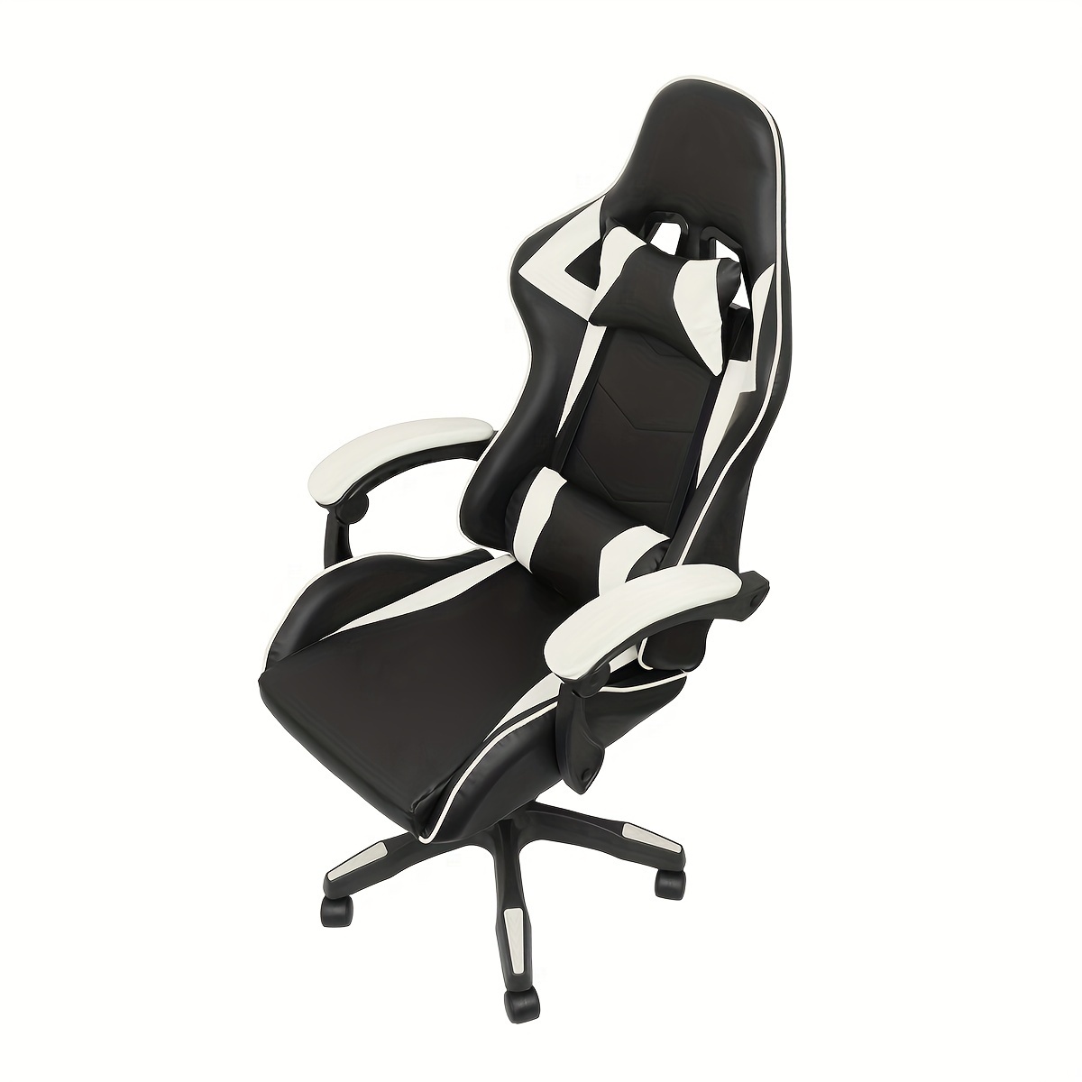 1 pc Gaming Chair Office Chair, Reclining High Back PU Leather Computer Desk Chair with Headrest and Lumbar Support,Ergonomic Racing Chair,Adjustable Swivel Rolling Video Game Chairs for Office,white details 8