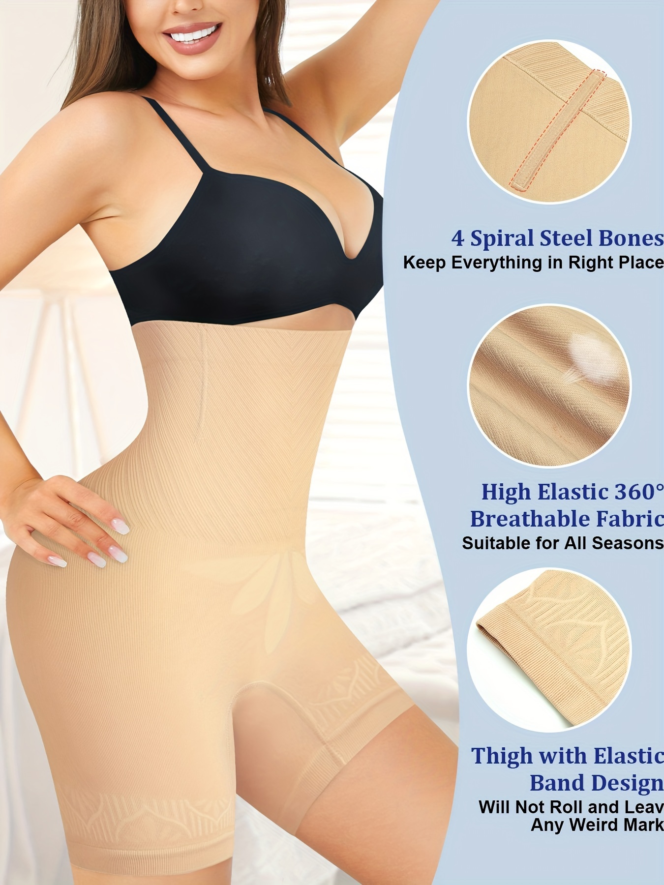 Women'S Backless Shapewear Bodysuit Tummy Control Shapewear Bra Shapewear U  Shape Tuck Seamless Bodysuit Buckle Thong