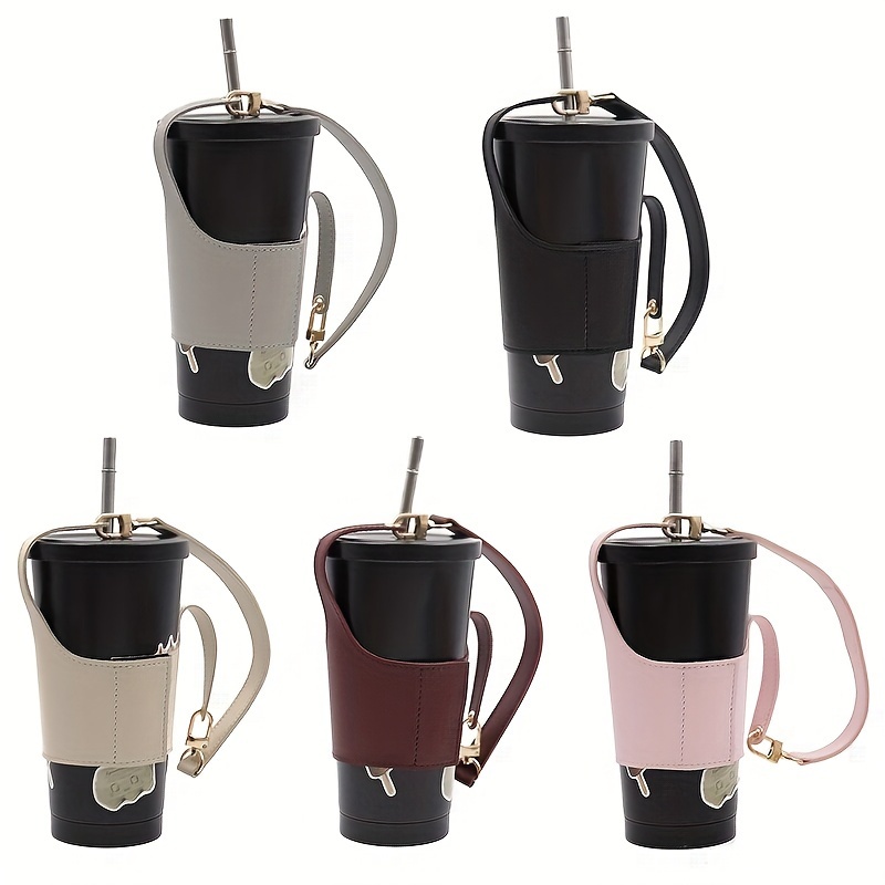 Pu Leather Portable Cup Holder, Pu Leather Cup Sleeve Coffee Cup