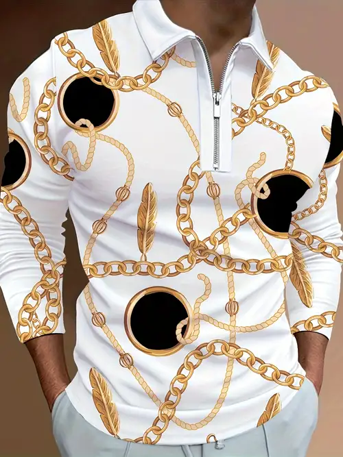 Button Up Shirt Men Baroque Fashion Casual Party Long Sleeve Tee Classic  Dress T