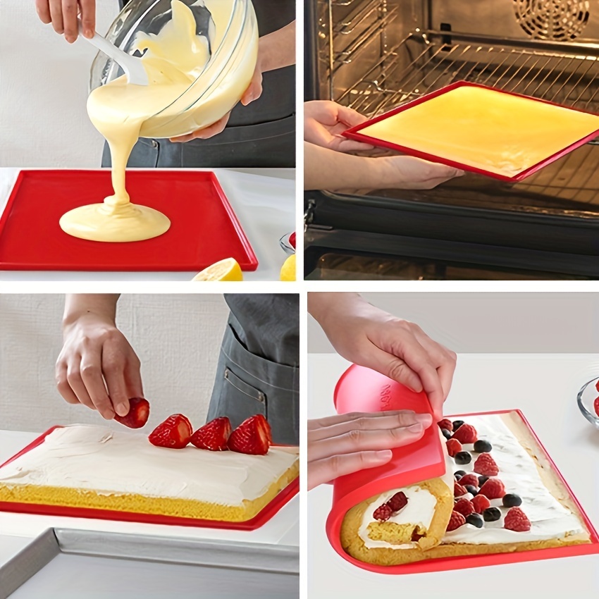 Silicone Swiss Roll Cake Mat - Silicone Baking Mat, Jelly Roll Pan,  Non-stick Silicone Mat With Lip, Easy To Clean Silicone Pastry Mat, Great  For Swiss Roll, Pastry, Jelly, - Temu