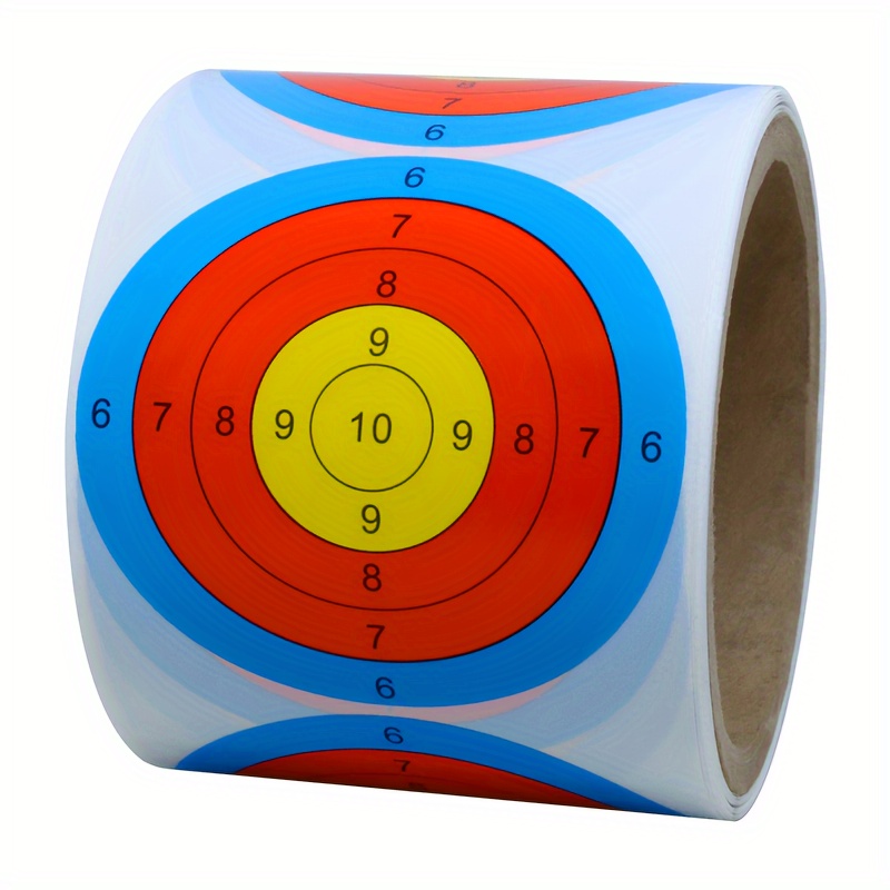 TEMU 100pcs 76mm Round Color Arrow Target Shooting Self-adhesive Label Shrink-wrapped Packaging, 40mm Core, Copperplate Paper Self-adhesive Material, 3 Inch Specification Label