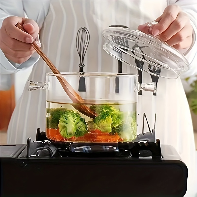 Glass cooking pot Clear Glass Stockpot with Lid and Double Ear Noodle  Cooking Pot Ramen Pot Glass Cookware