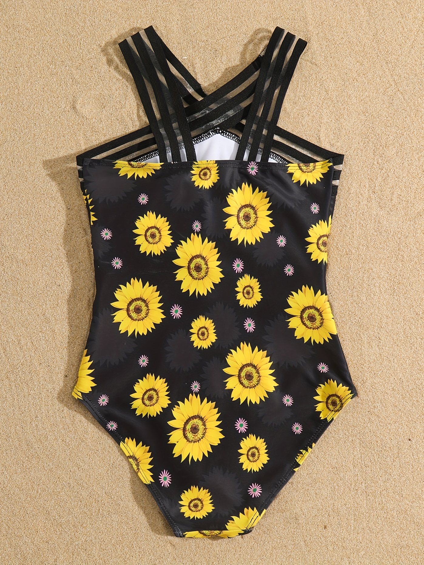 Sunflower Mesh Wrap Monokinis Women Girls Matching - Temu