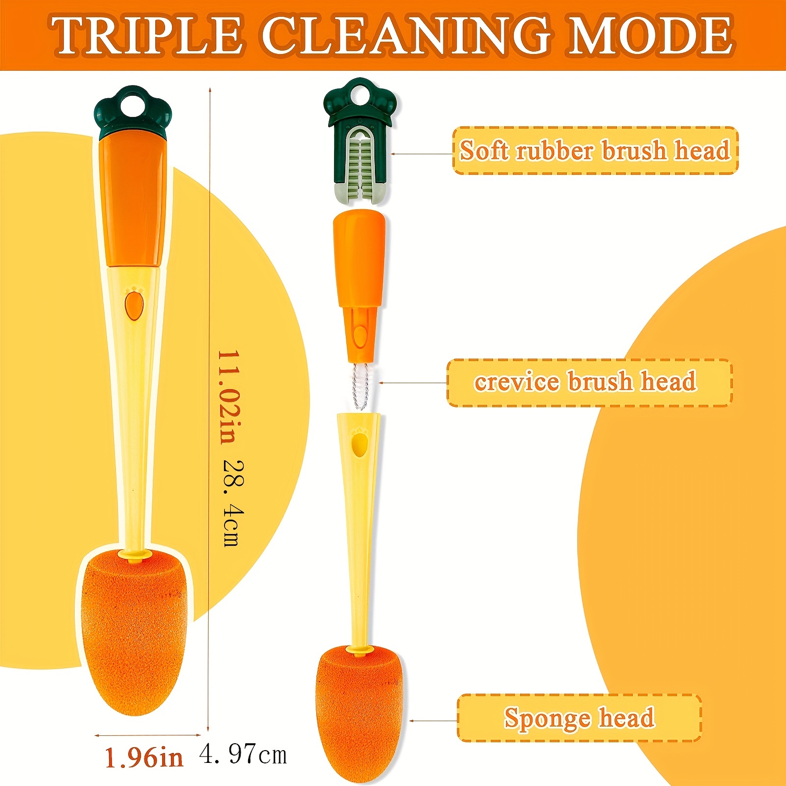 3 in 1 Multifunctional Kitchen Cup Cleaning Brush, Soft Sponge Cleaning  Brush Multipurpose Bottle Cleaner Cup Cover Lid Groove Cleaner Home Kitchen  Washing Tool 