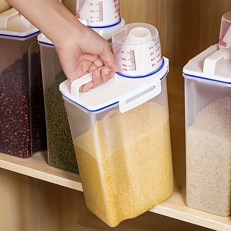 Jygee Food Storage Container Rice Grain Organizer Transparent Stackable  Bottle Home Kitchen Sealable Bin, 1500ml 