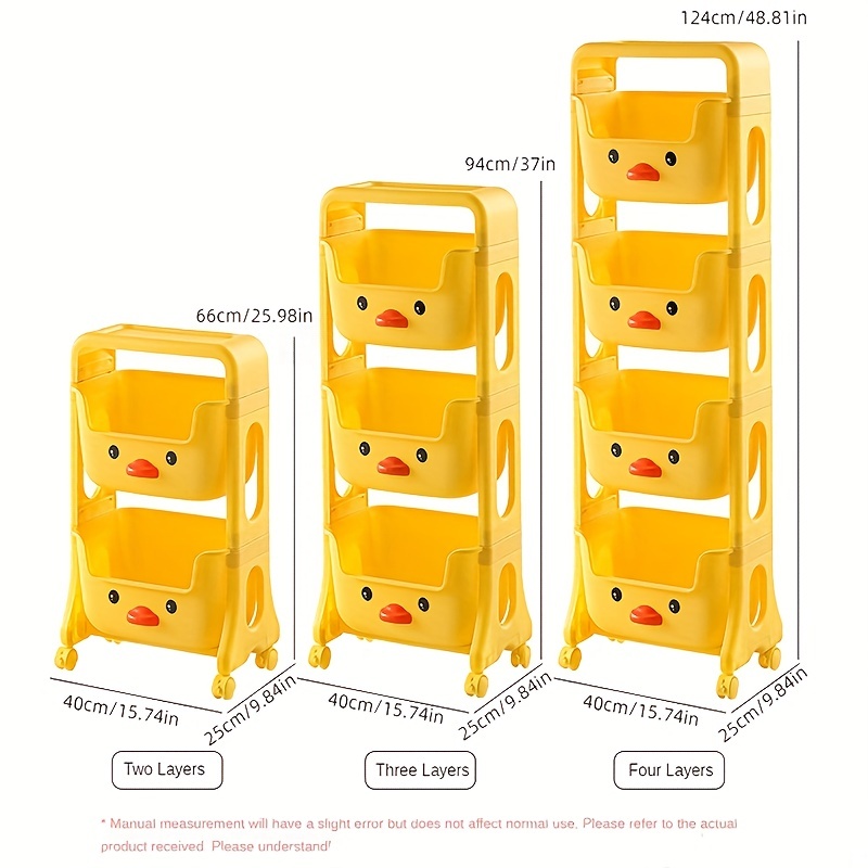 2-Tier Kids Toy Storage Organizer Cute Yellow Duck Storage Cabinet