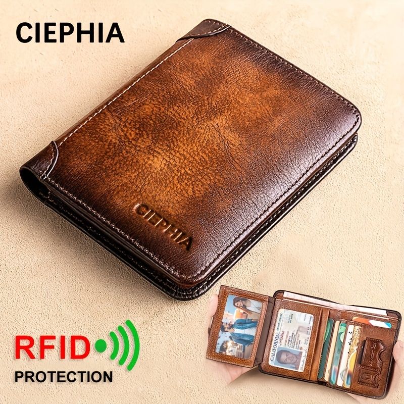 genuine leather rfid wallets for men vintage thin short multi function id credit card holder money bag give gifts to men on valentines day 0