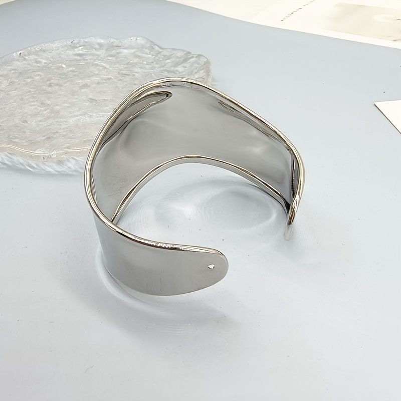 Vintage Silver Plated Open Cuff Bracelet, Irregular Design