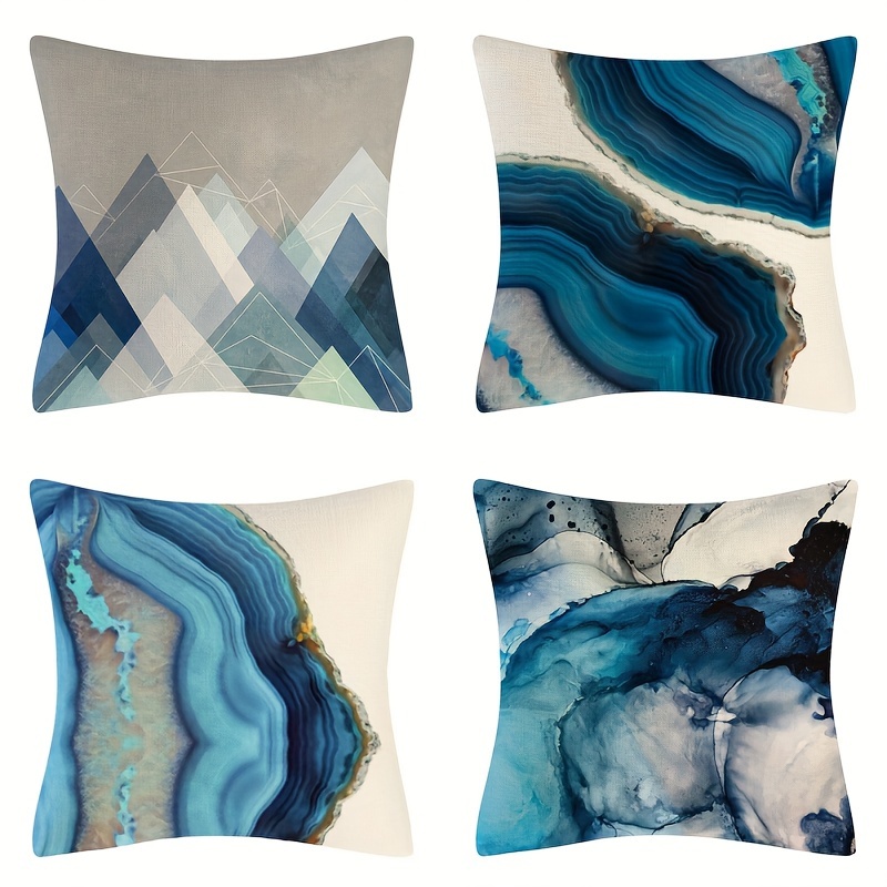 Blue Throw Pillows Bstract Geometric Modern Pillowcases - Temu