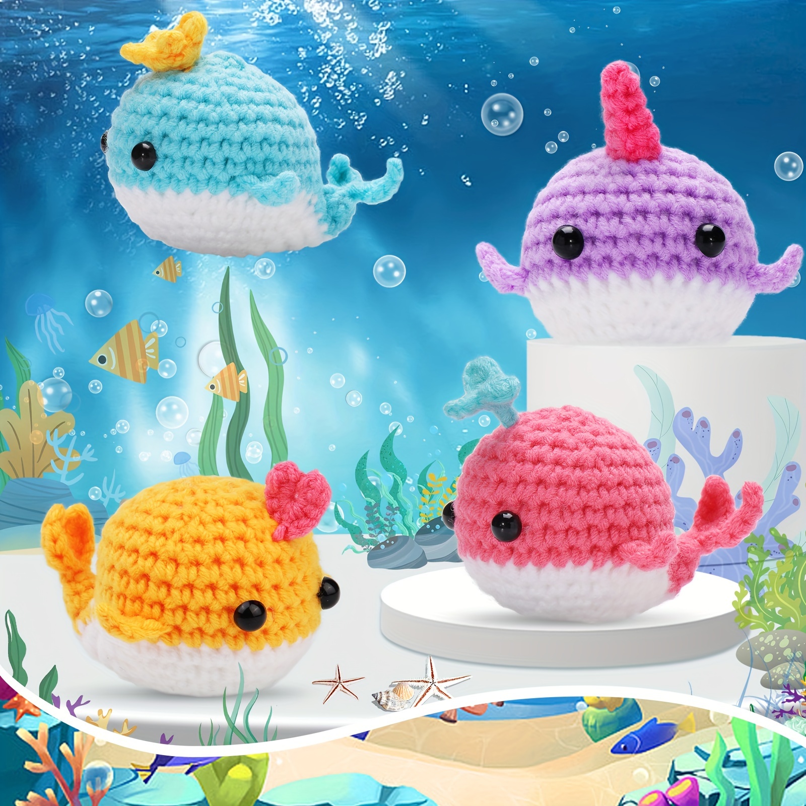 Colorful Whale Crochet Kit Beginner Animal Crochet Kit Cute - Temu