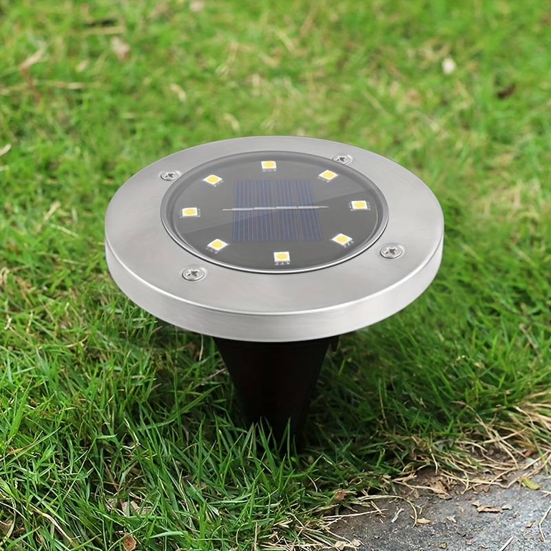 4pcs Solar Ground Lights 8LEDs * Outdoor Waterproof Sidewalk Disk Bright  In-Ground Landscape Lighting For Lawn Patio Pathway Yard St