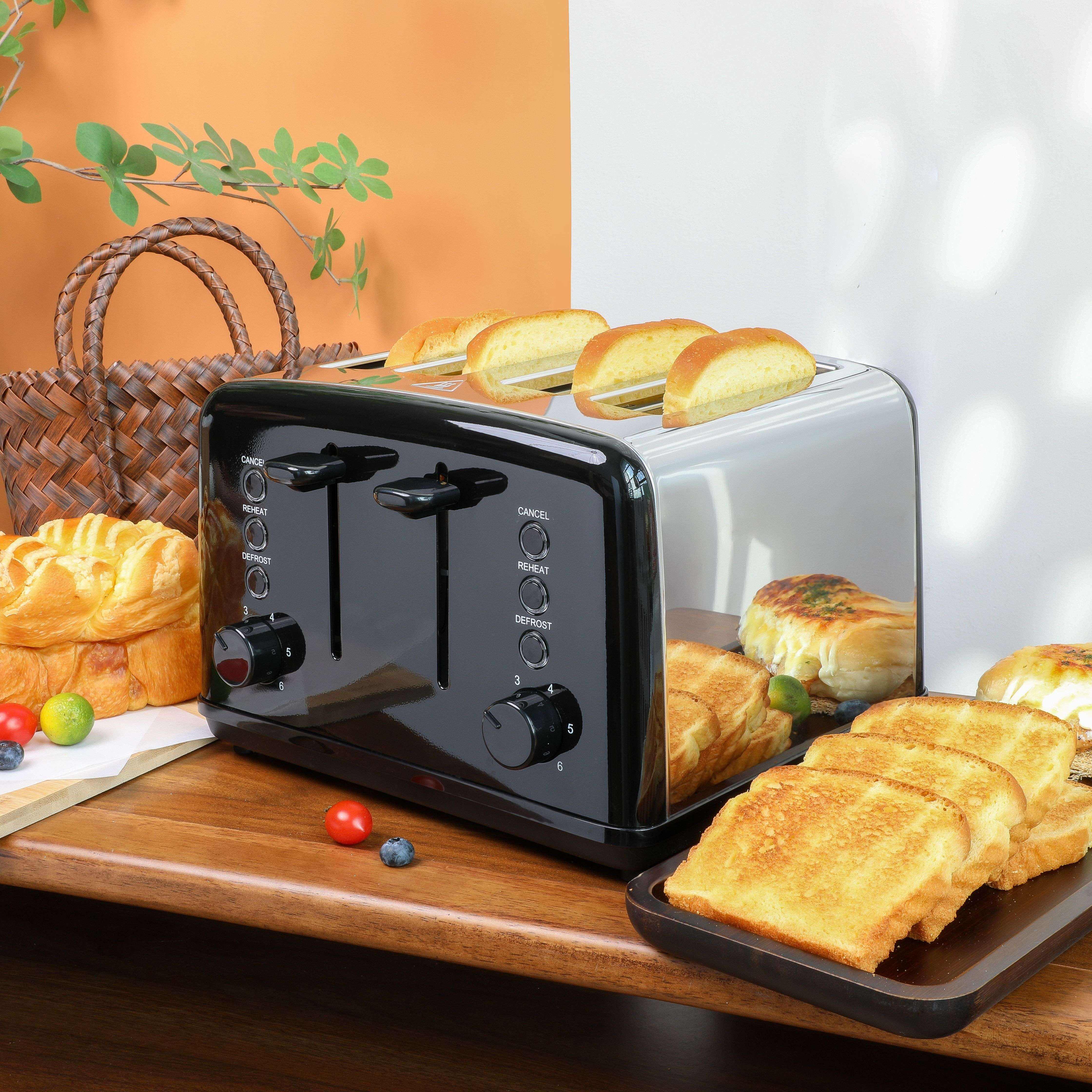 4- Toaster, Stainless Steel Toaster 4 Extra Wide Slots,retro Stainless  Steel Toaster With High Lift Lever,removable Tray, Cancel/defrost/reheat  Functions, 6-shade Settings, Toast Boost, Self-centering Slot Guides, Auto  Shut Off - Temu