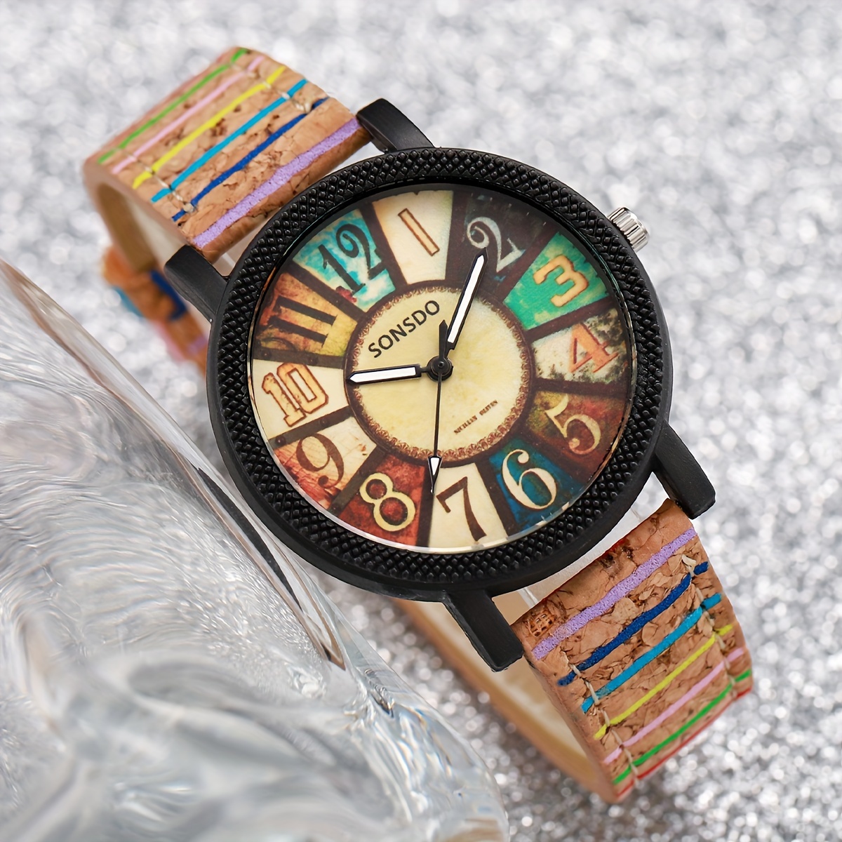 ラウンドクォーツ腕時計 Puレザーストラップ 合金ポインター 合金ダイヤル 女性へのプレゼントに最適 - ジュエリー・アクセサリー - テム