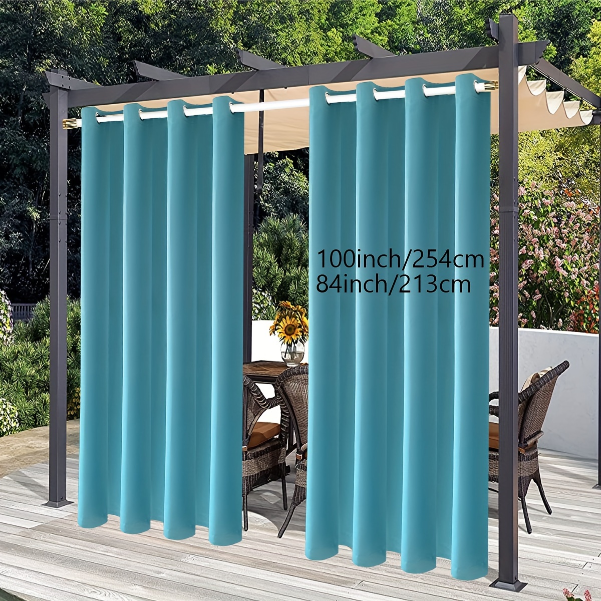1 Panel Cortina Exterior Impermeable Patio Cortina Ojal - Temu