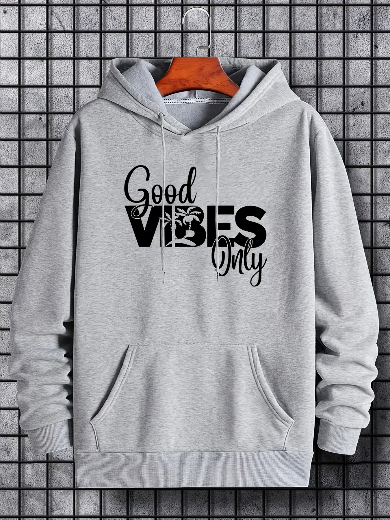 Men's Letter Graphic Hoodies Autumn Winter Casual Loose Long