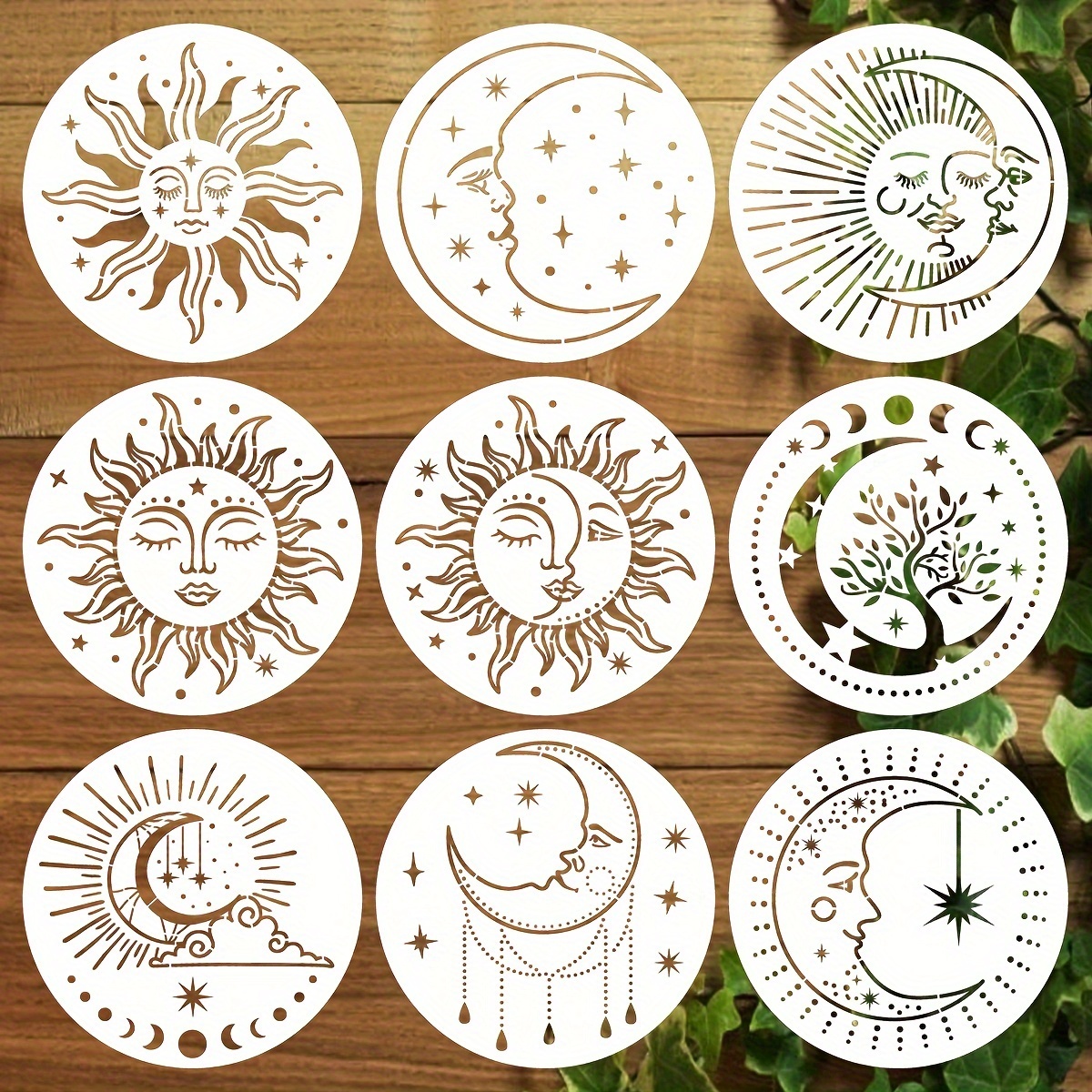 Mandala Sun and Moon Stencil Mandala Stencil, Sun Stencil, Moon Stencils,  Boho Stencil, Mandala Templates, Moon Stencils, Reusable Stencil 