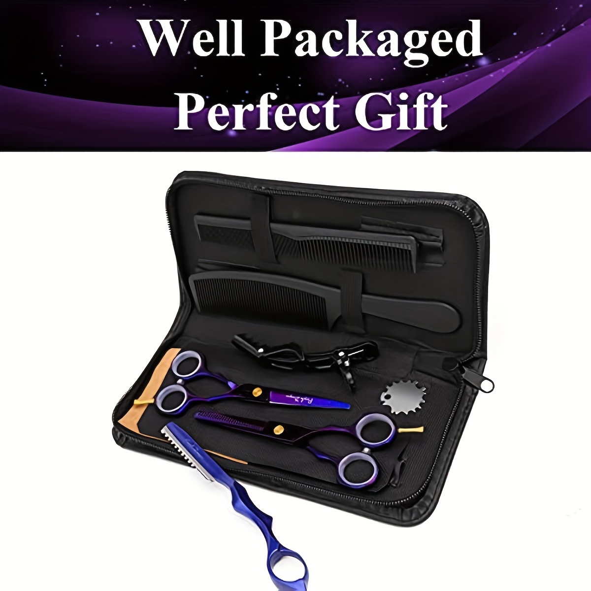 Professional 5.5 Inch Hair Cutting Scissors Set With Razor Titanium