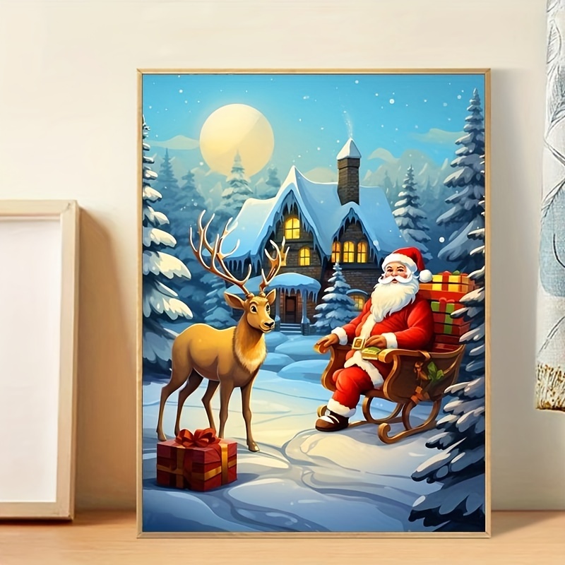 Christmas Artificial Diamond Painting Kit 3D Painting DIY Christmas Diamond  Art Ornaments Santa Claus Diamond Painting Mosaic Kits Home Decor Wall Art