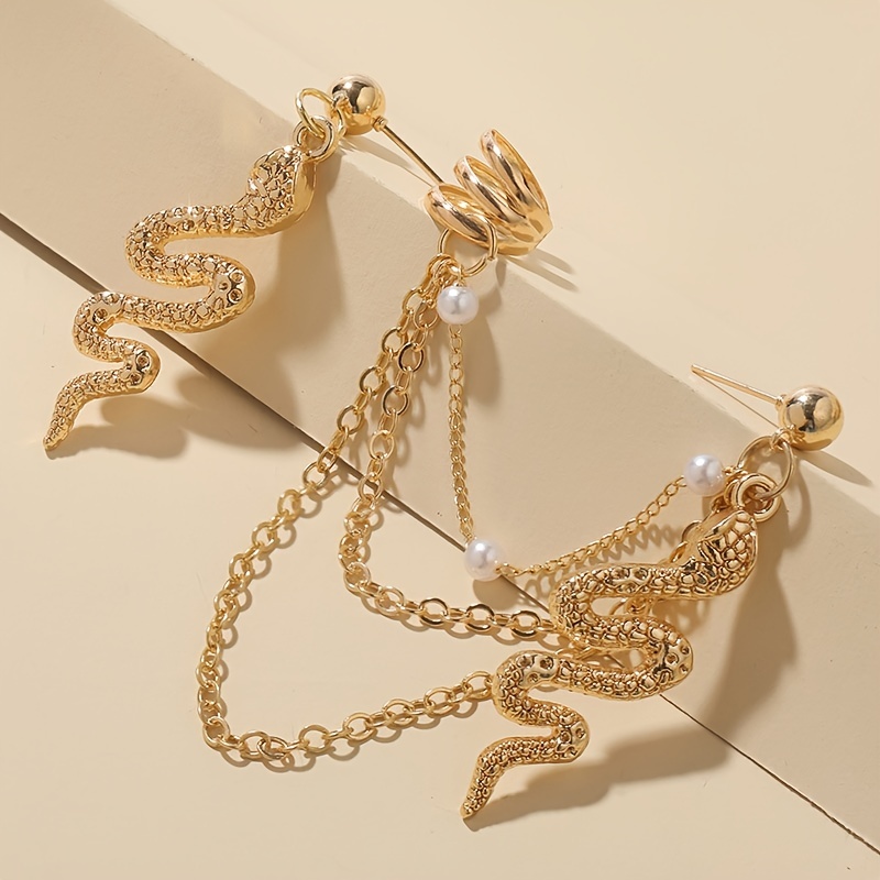 Multi-layer Chain Snake Earrings, Unique Design