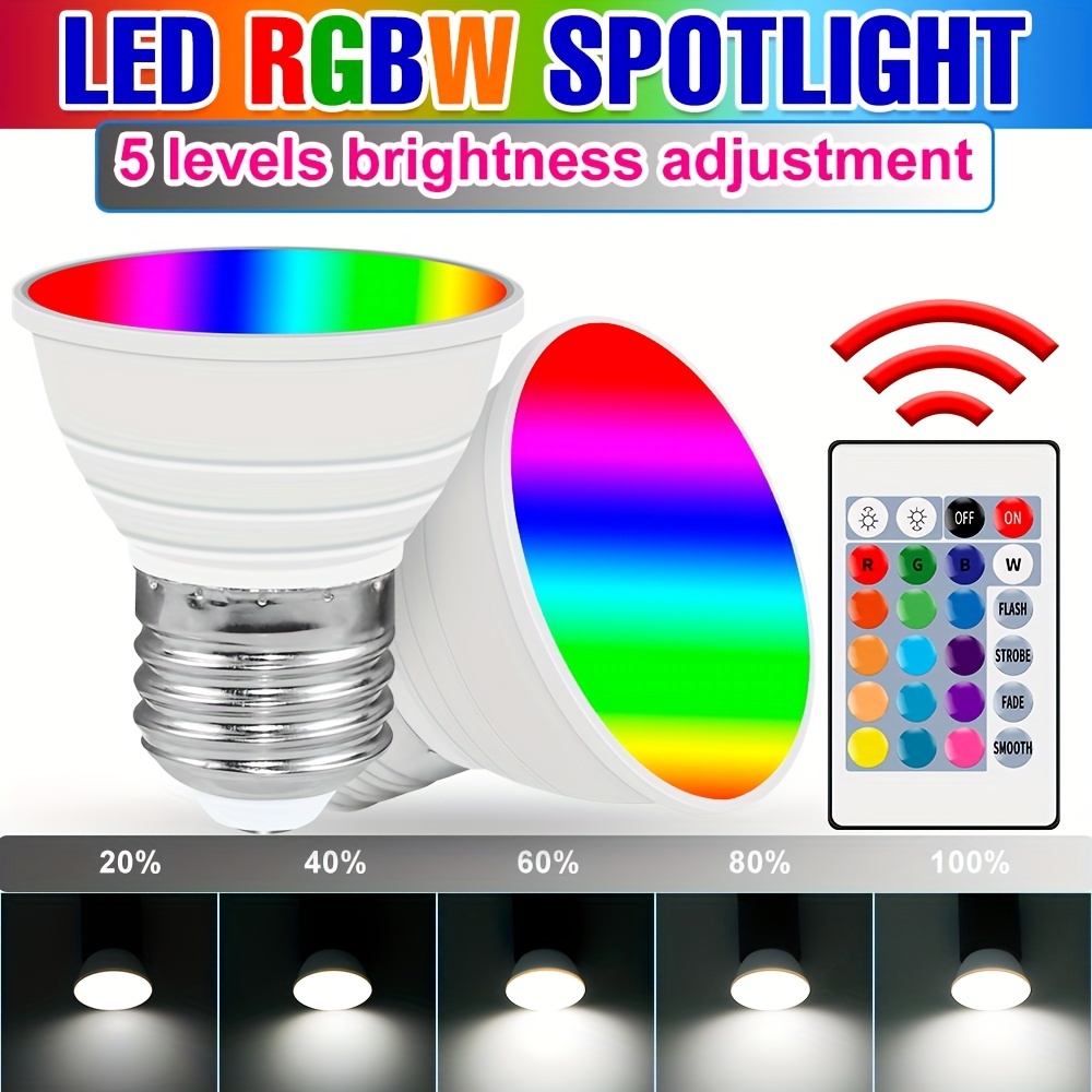 E27 LED RGB Lamp Spotlight Bulb AC 85-265V Bombillas LED 5W 10W 15W IR  Remote Control Led Bulb Smart Led RGBW Lamp Home Decor