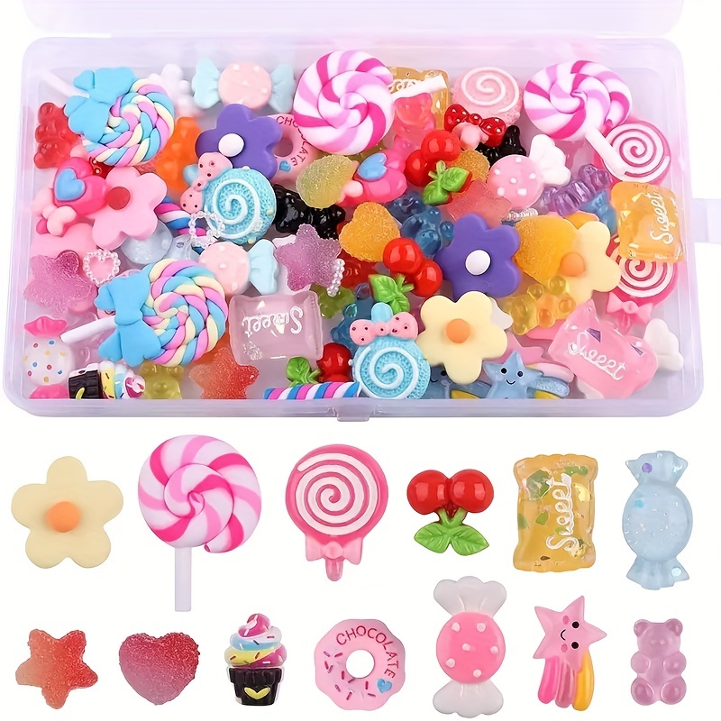 120pcs Slime Charms Resin Fake Candy Charms Kawaii Cute Set Mixed Assorted  Sweets Flatback Slime Beads Making Supplies for DIY Craft Making and  Ornament Scrapbooking 