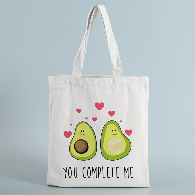 Cartoon Avocado Print Shoulder Bag Lightweight Storage Bag