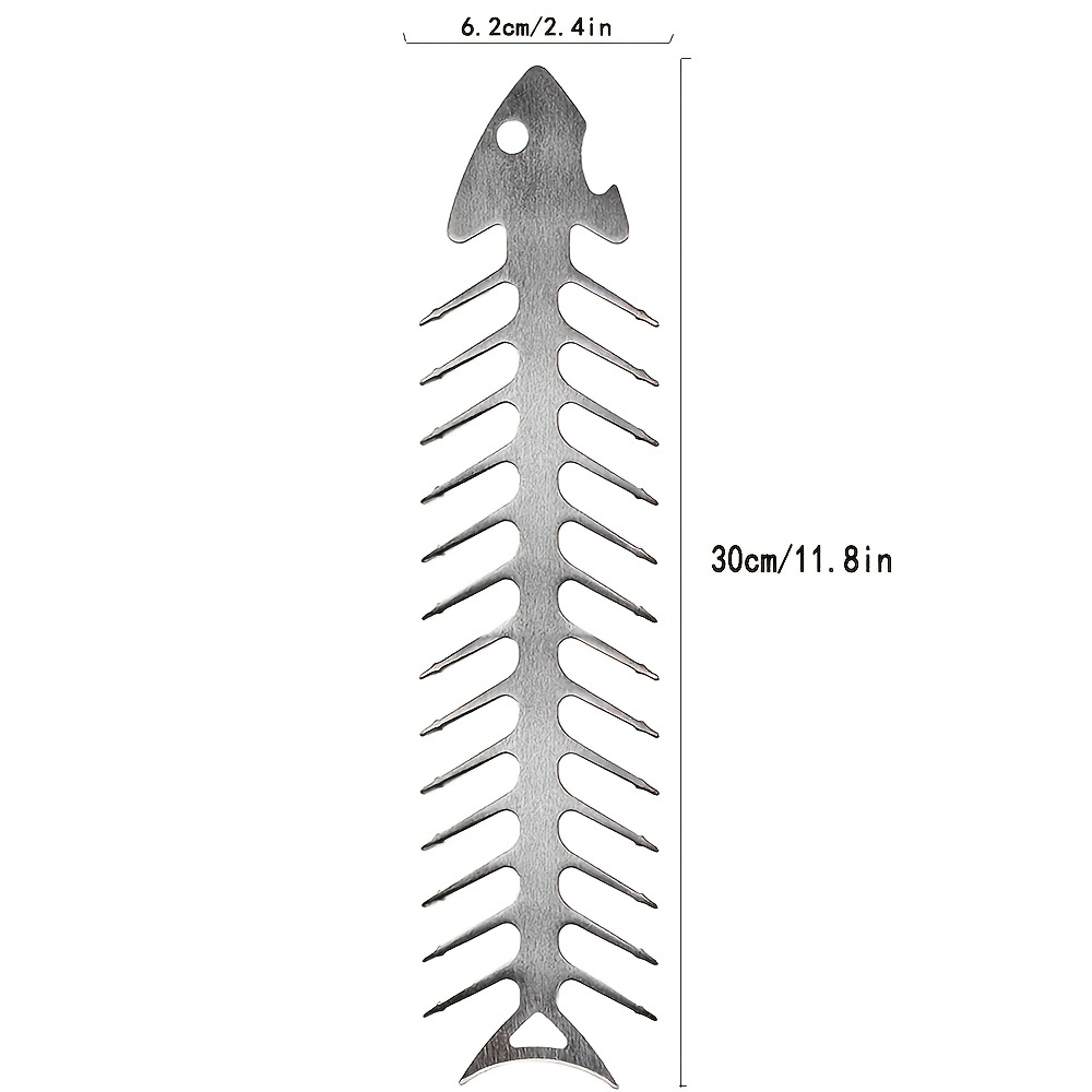 2 4pcs stainless steel bbq skewers fish bone shaped grill skewers for beef chicken vegetables shrimp durable metal barbecue accessories for grilling bbq accessories kitchen utensils sleek metallic     metal Product details 3