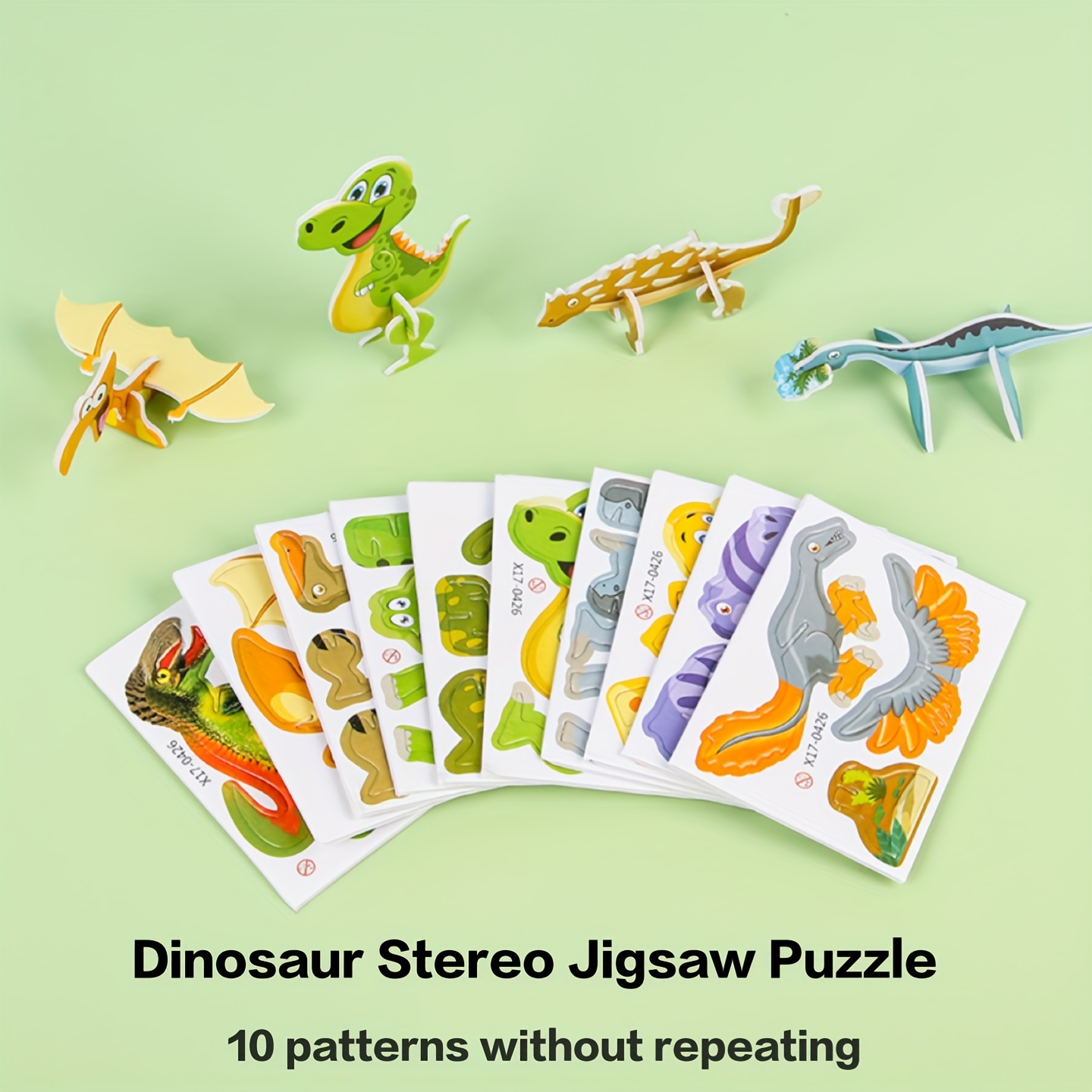 12pcs Cartoon Dinosaur Plane Puzzle 3D piccolo regalo per bambini