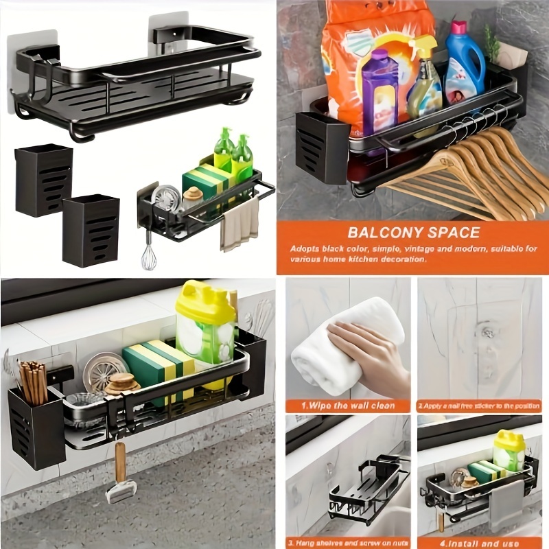 1pc Stainless Steel Sink Drain Storage Rack, Classic Retractable Kitchen Caddy  Sink Organizer For Kitchen