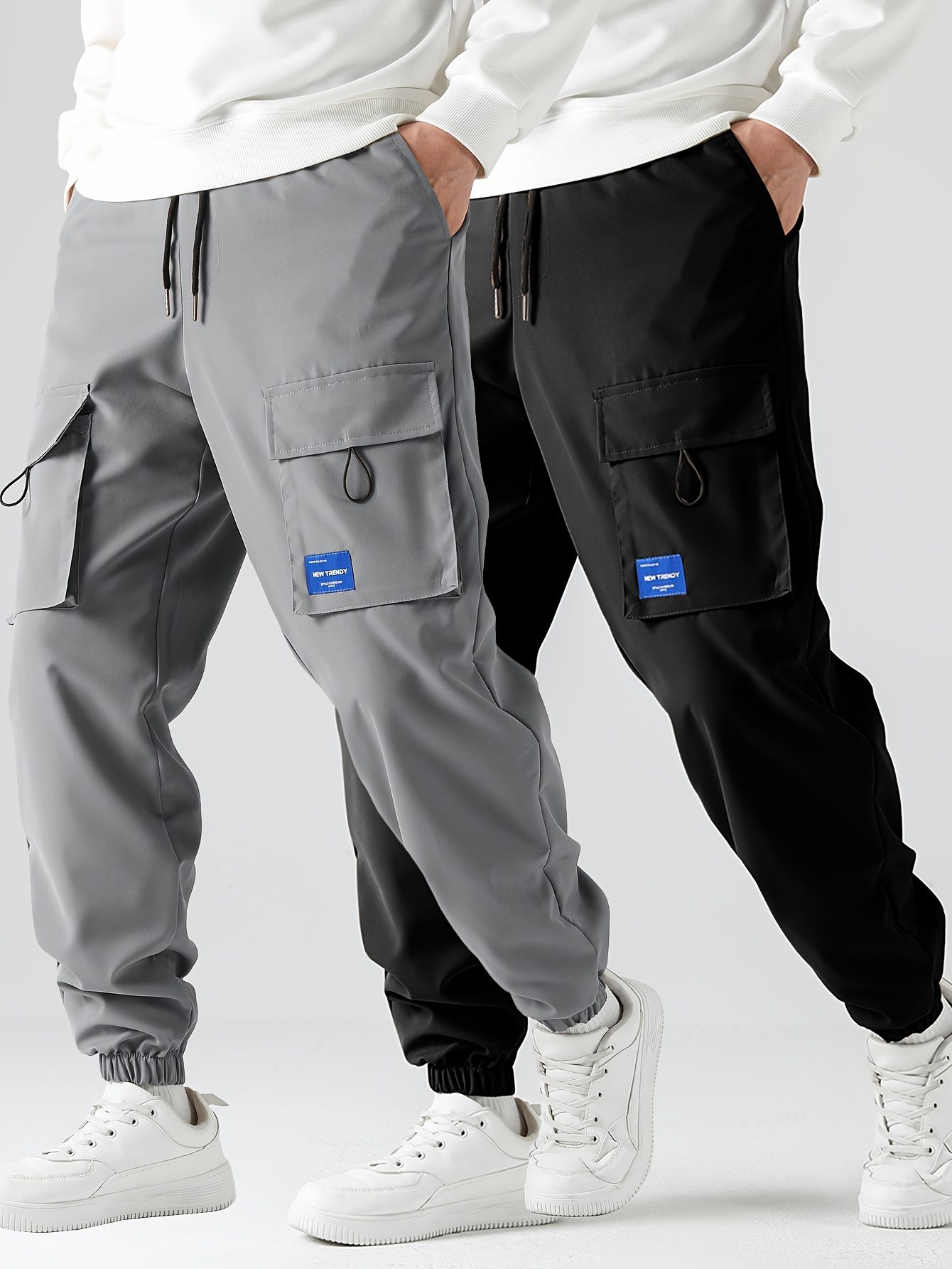 Solid Flap Pocket Loose Cargo Pants Casual Streetwear - Temu