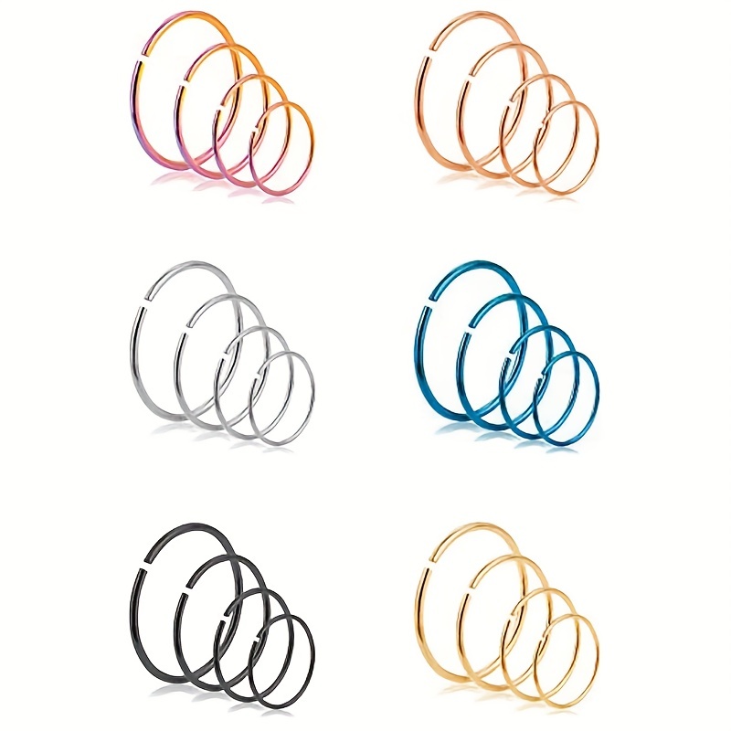 

24pcs Simple Style Hoop Nose Ring Set For Women Body Piercing Jewelry Set