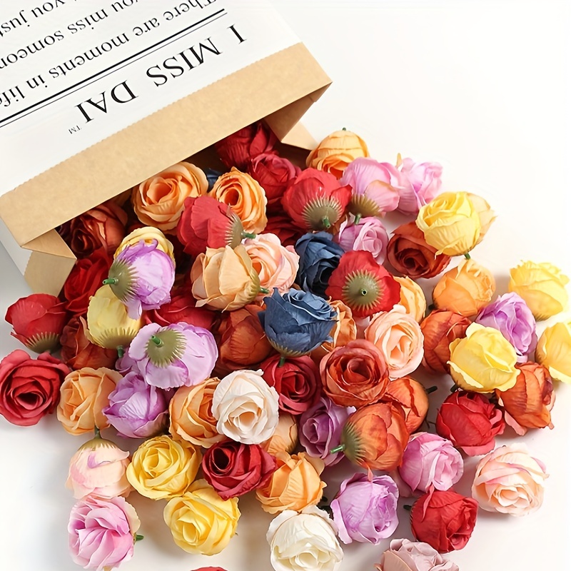 Mini Fake Rose Pe Rose Flower Heads Artificial Flowers Roses - Temu
