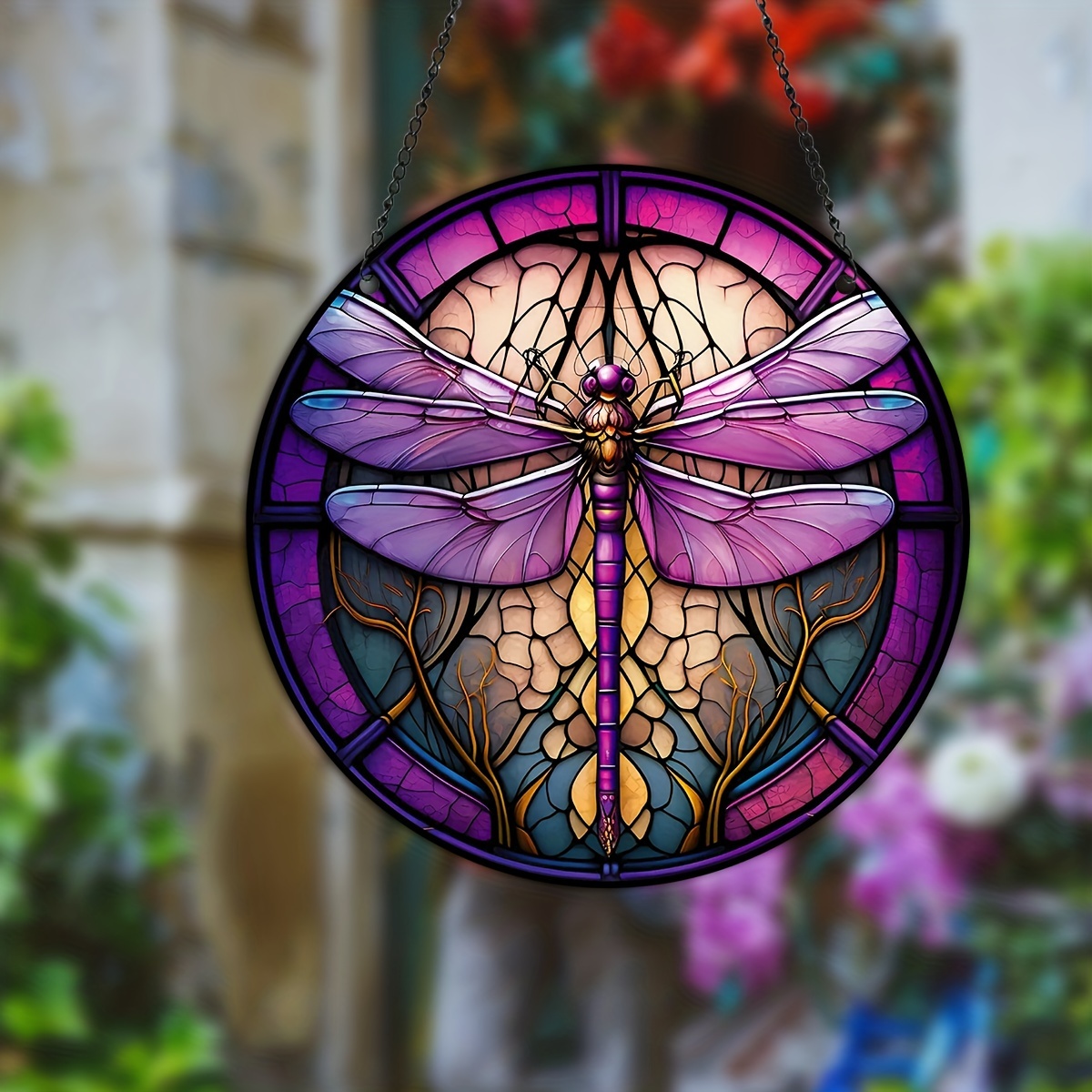 Stained Glass Art Suncatcher Window Hangings Dragonfly Gift Home Decor 