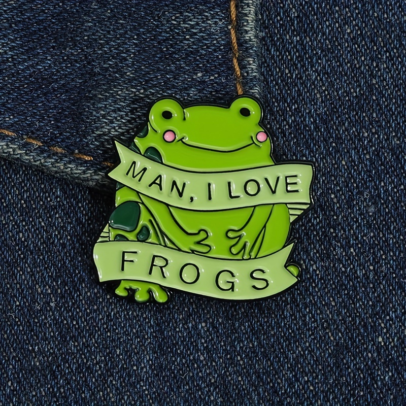 1pc Cute Frog in A Bog Animal Enamel Brooch Pin Badge Lapel, Jackets Trendy Jewelry Accessories,Temu