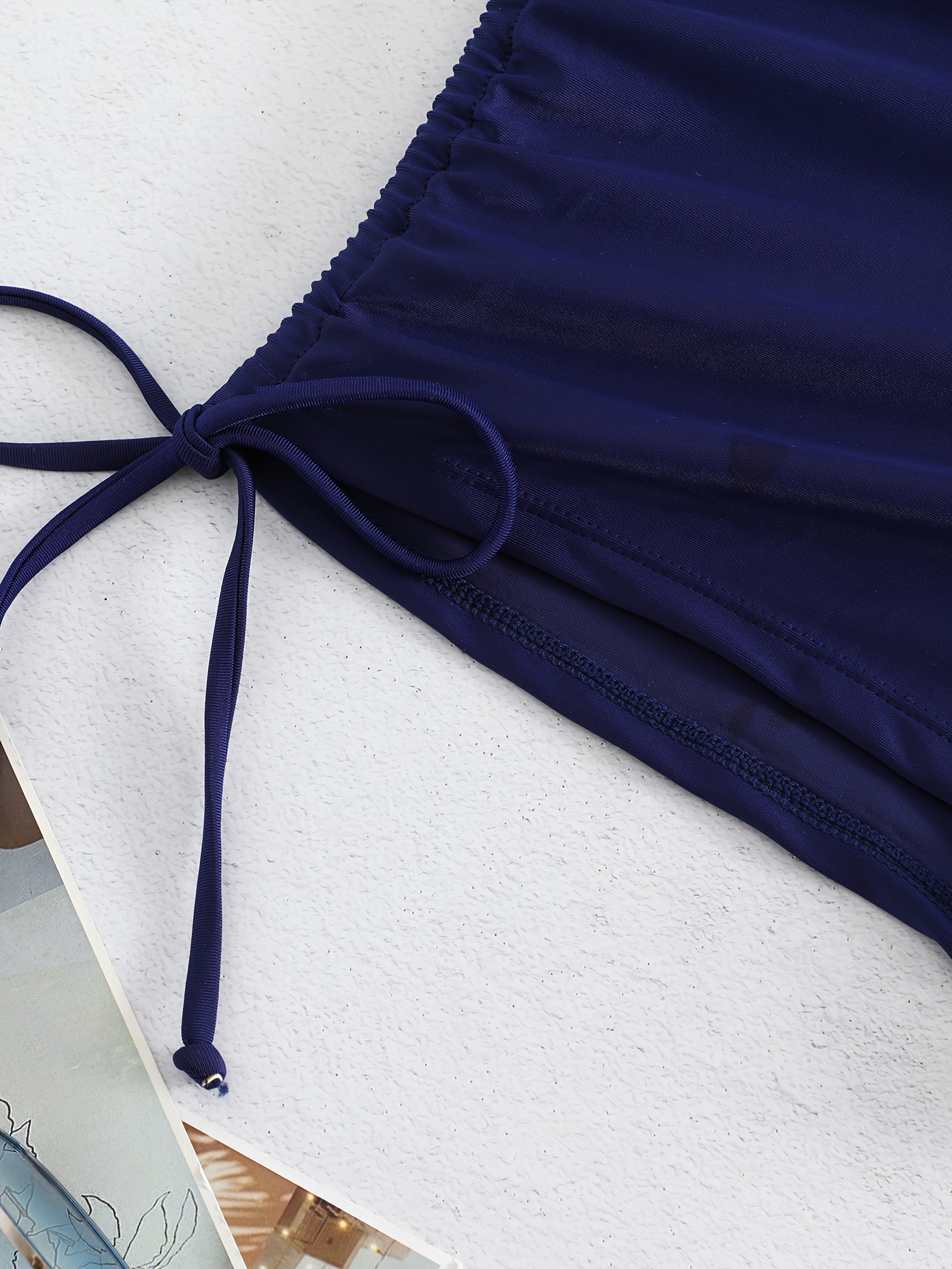 Plus Size Modest Swim Shorts Women's Drawstring Plain Blue - Temu