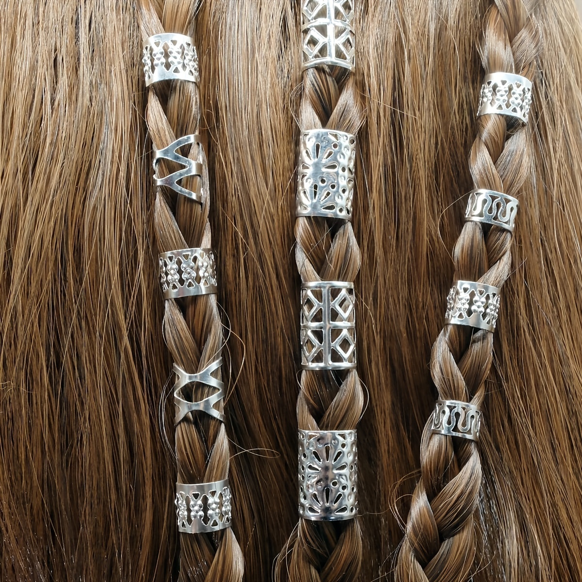 100 PCS Silver Hair Jewelry for Braids Loc Jewelry for Hair Accessories  Hair Cuffs for Braids Dreadlock Beads for Women