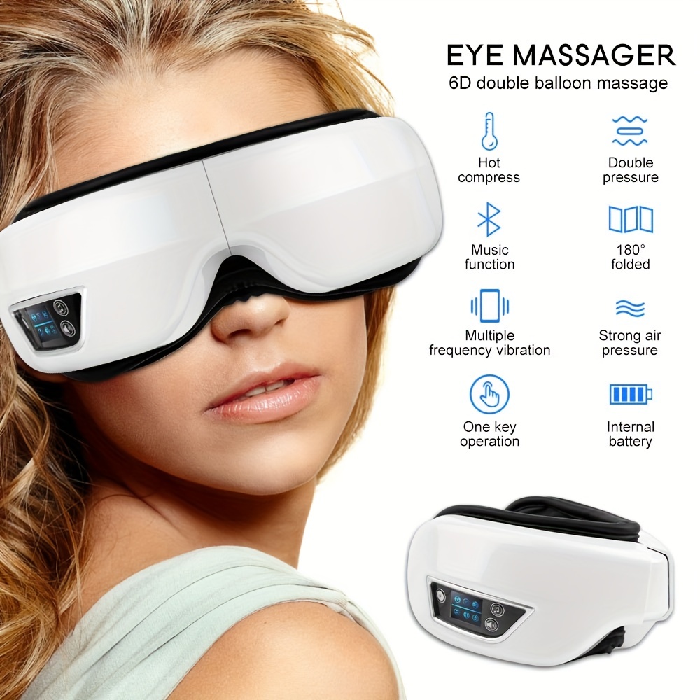 3D Smart Eye Massager - * Vibration Eye Care Instrument Hot Compress BT Eye  Massage Glasses Fatigue Pouch & Wrinkle