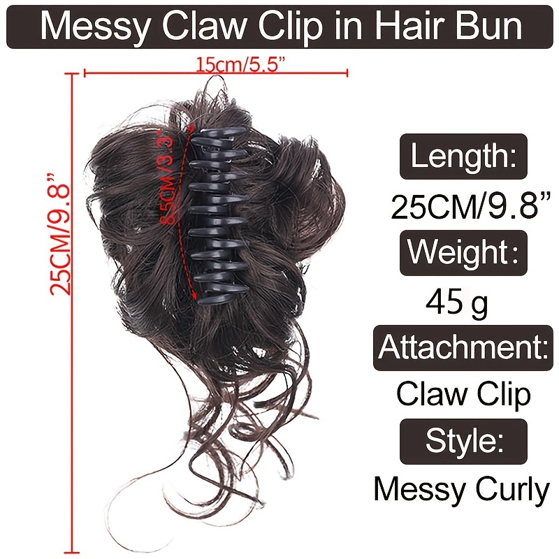 Messy Curly Wavy Hair Extensions with Claw Clip