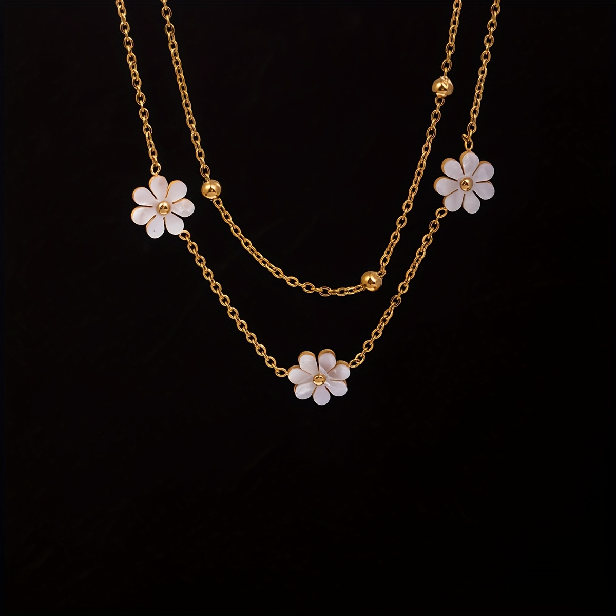 Flower Full Short Necklace Metal