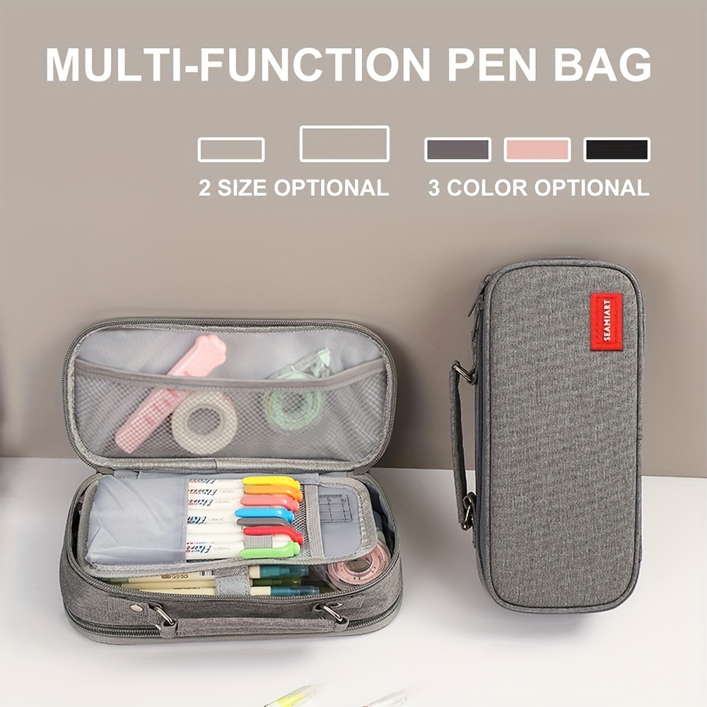 Large Capacity Pencil Case Portable Handheld Pen Bag For - Temu