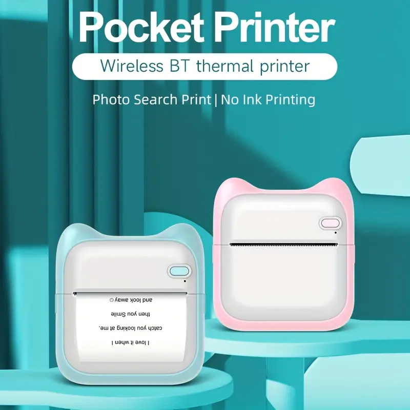 mini label printer portable thermal printer stickers printing photo pocket printers for phone inkless bt mini print details 0