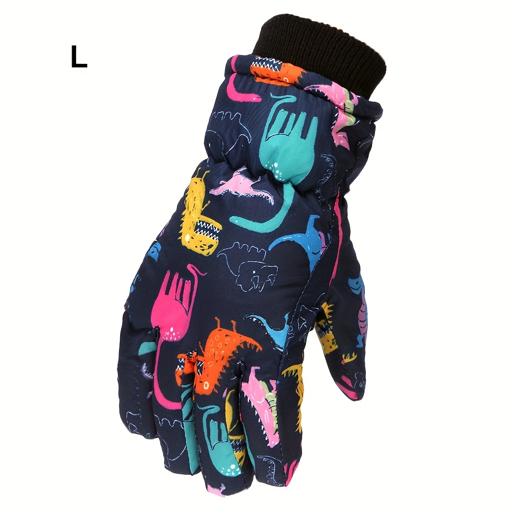  Black Mittens for Kids Winter Outdoor Youth Boys Girls  Snowboarding Snow Skating Windproof Warm Durable Print Ski Gloves (Black,  7-12 Year) : Clothing, Shoes & Jewelry