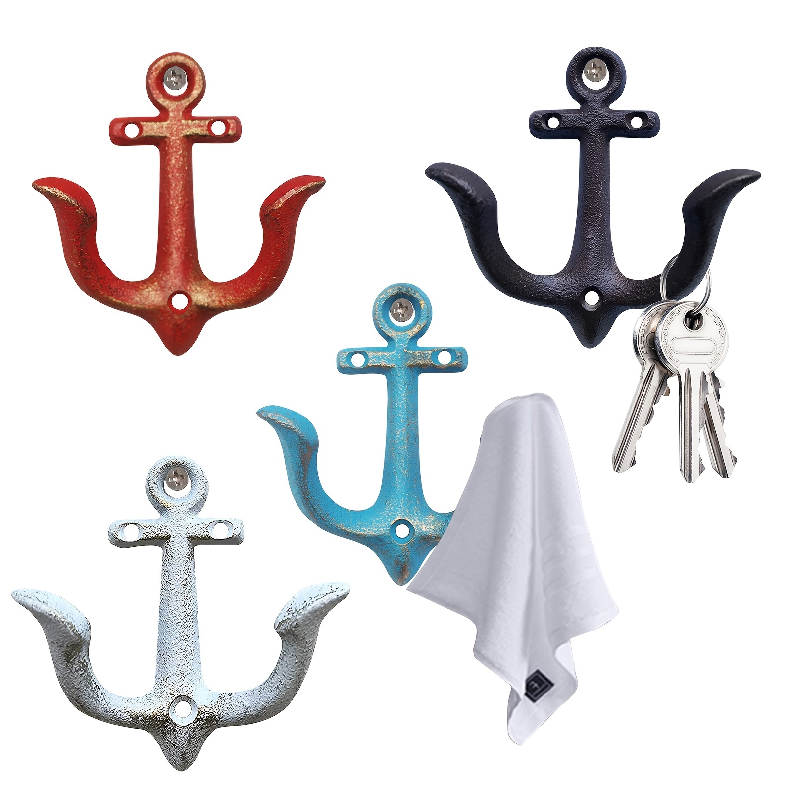 9.5 Cast Iron Fish Bones Wall Hook - Verdigris Green - Towel Hanger, Coat,  Hat, Key Rack - Nautical Beach Bathroom Decor