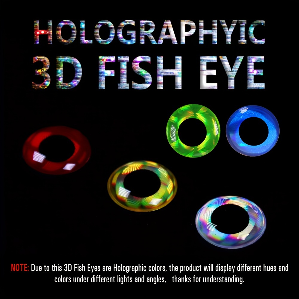Elllv 2mm~18mm 100PCS Holographic 3D Epoxy Fish Eyes DIY Fishing Lure  Making Material for Jig Lure Crankbaits Popper Streamer