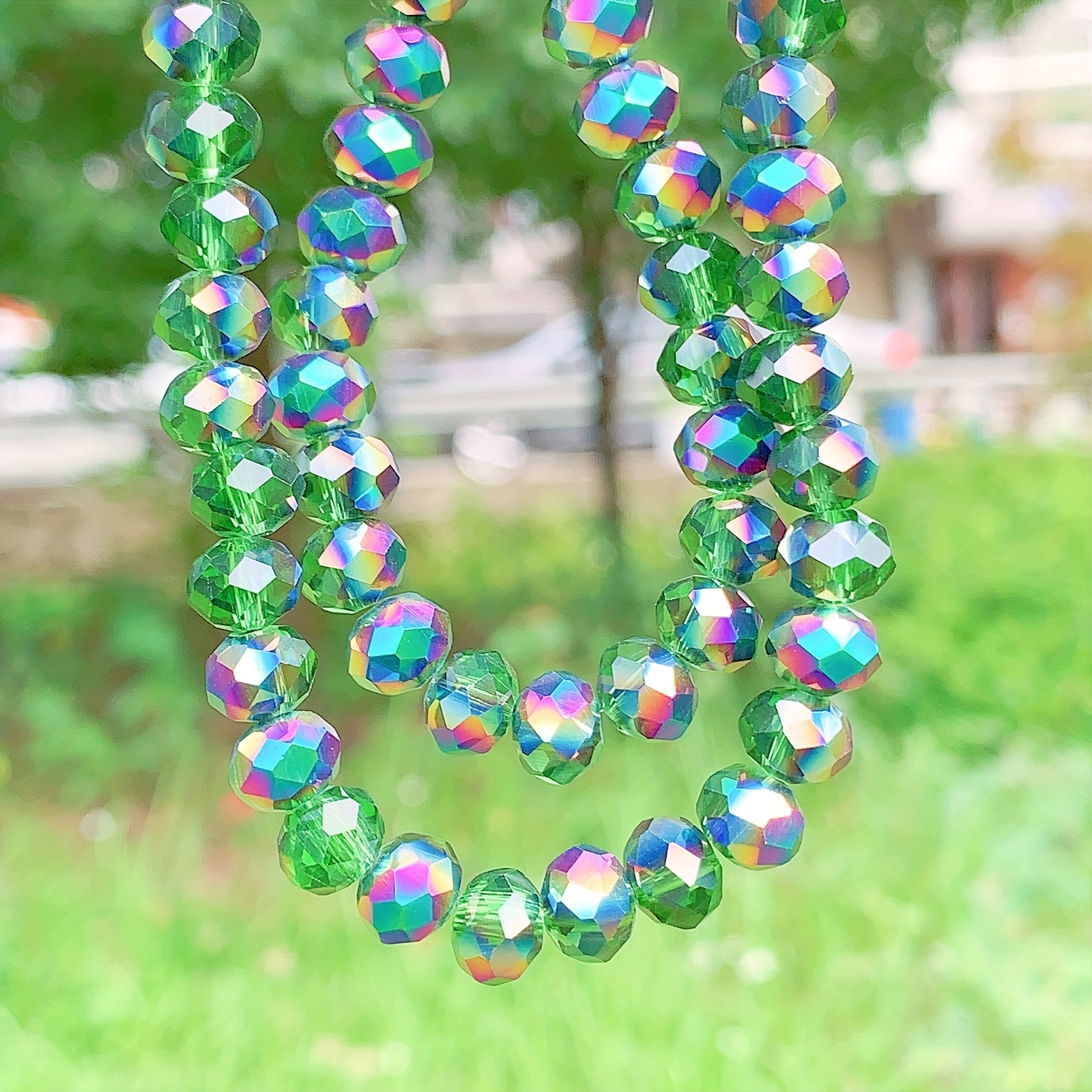 4/6/8mm, Green Imitation Crystal Beads, Faceted Rondelle Loose Spacer  Beads, For DIY Jewelry Making Bracelet Necklace Earrings Jewelry Accessories